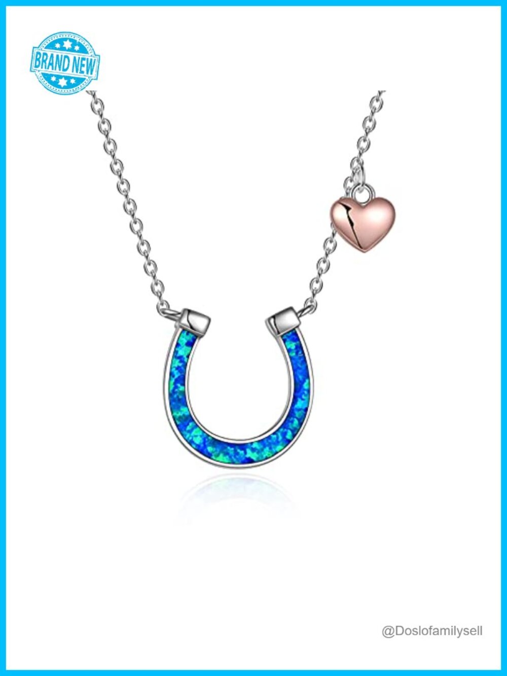 925 Sterling Silver Lucky Horseshoe Necklace Rolo Chain Pendant Jewelry Gift